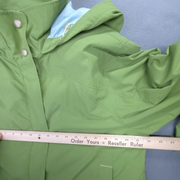 LL Bean Jacket Womens M Green Blue Zip Out Fleece Coat Liner Hooded Outdoors - Picture 15 of 16